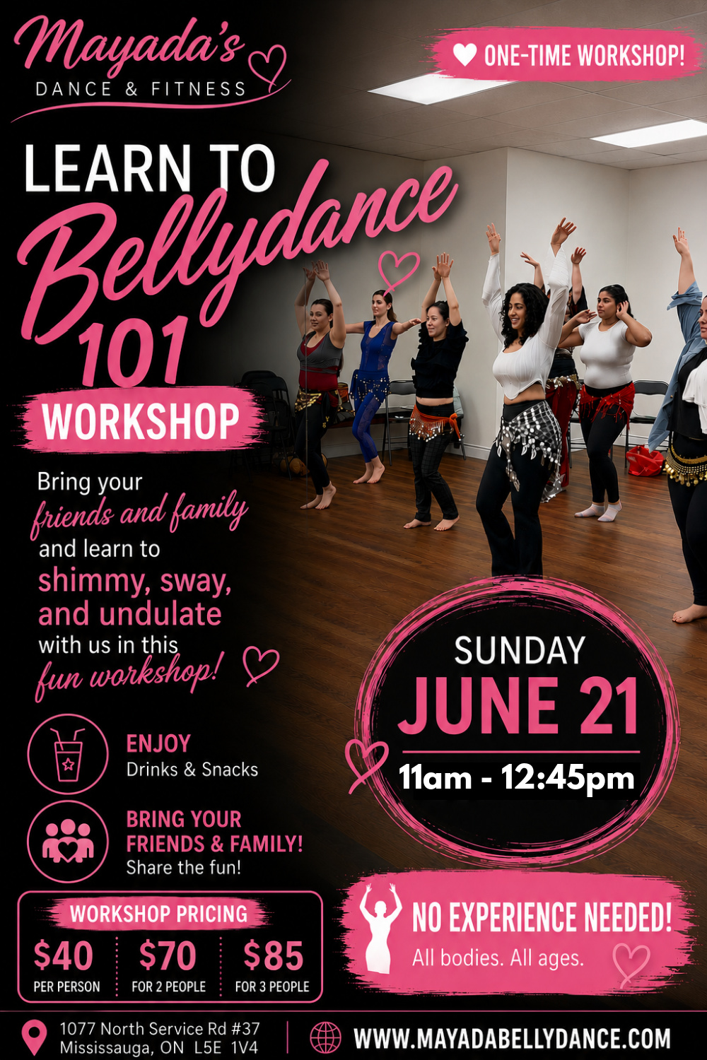 Learn to Bellydance 101 Workshop - Sunday June 21, 11am-12:45pm